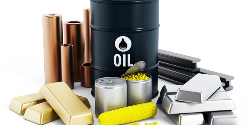 Commodities,Including,Crude,Oil,,Gold,,Silver,,Copper,,Platinum,And,Corn